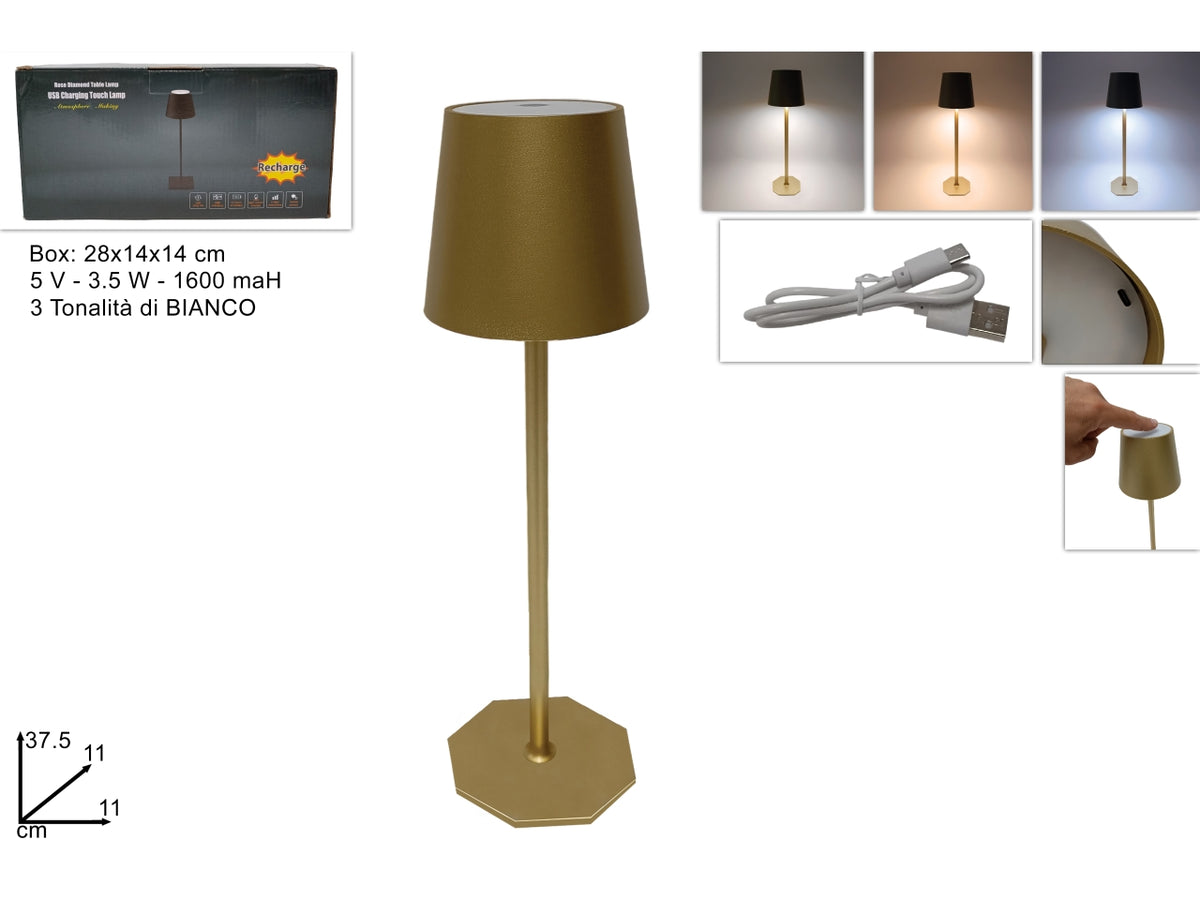 Lampada da tavolo a led ricaricabile touch oro