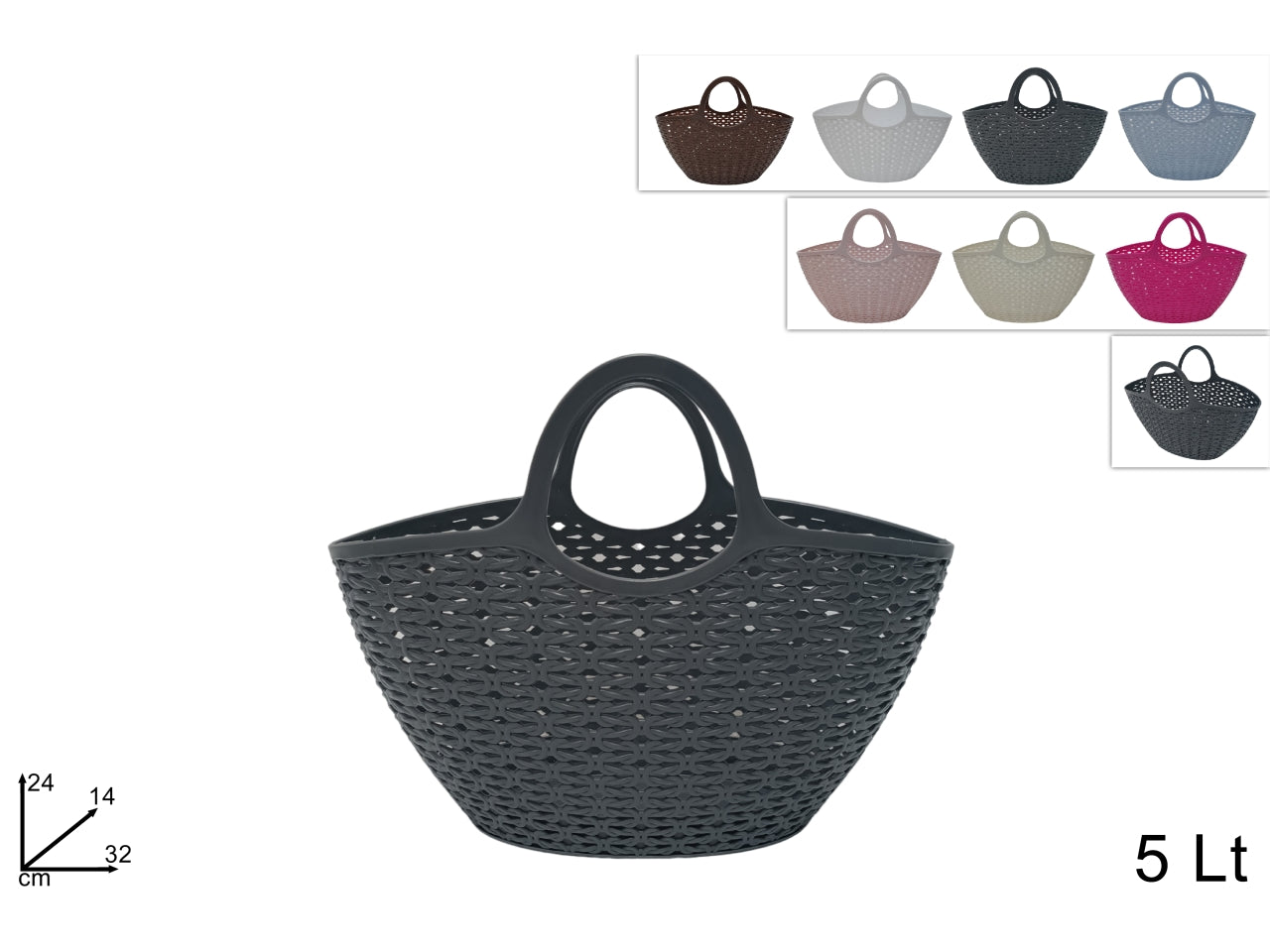 Borsa bimba mare in plastica effetto intrecciata in colori assortiti - 24x32x10 cm - Due Esse