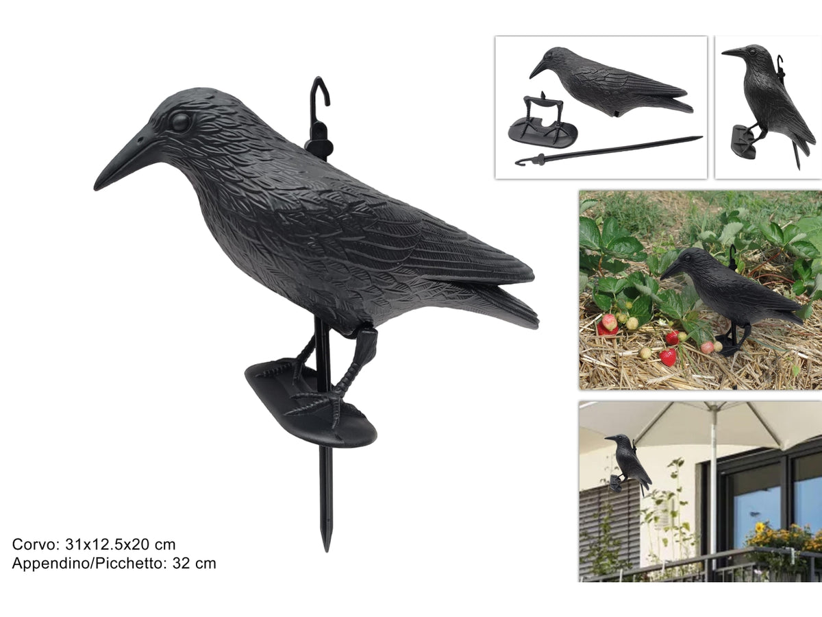 Corvo 33cm plastica con appendino/picchetto $
