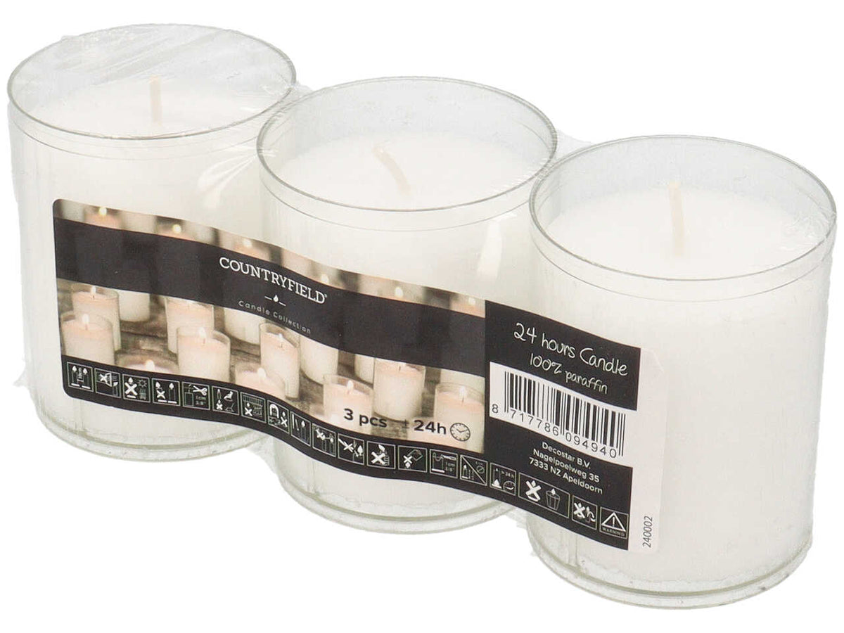 Candela in bicchiere di plastica 3x24h