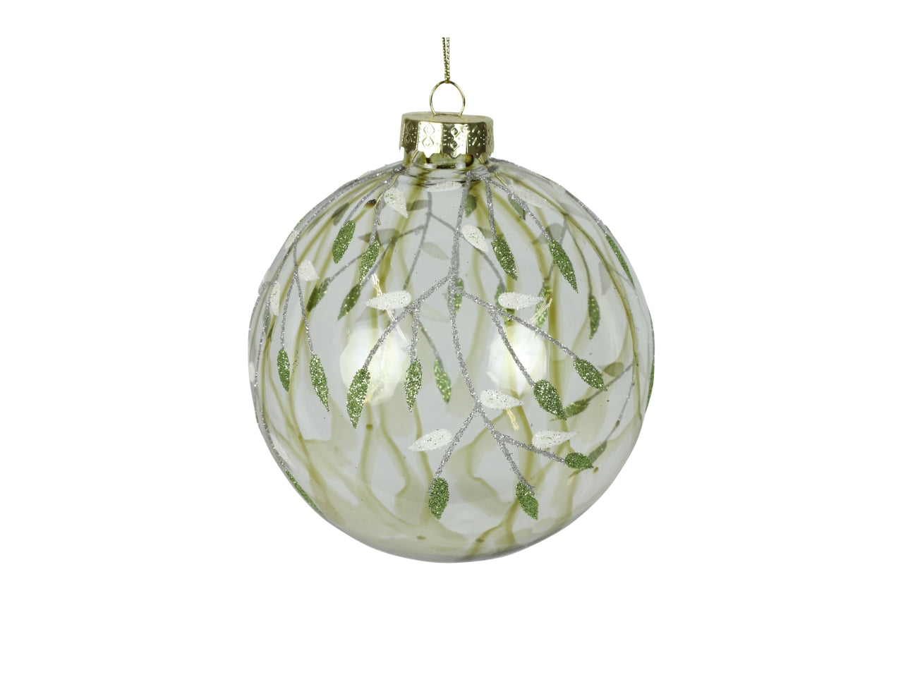 Palla di natale in vetro lucida verde e trasparente Ã15 cm - Countryfield