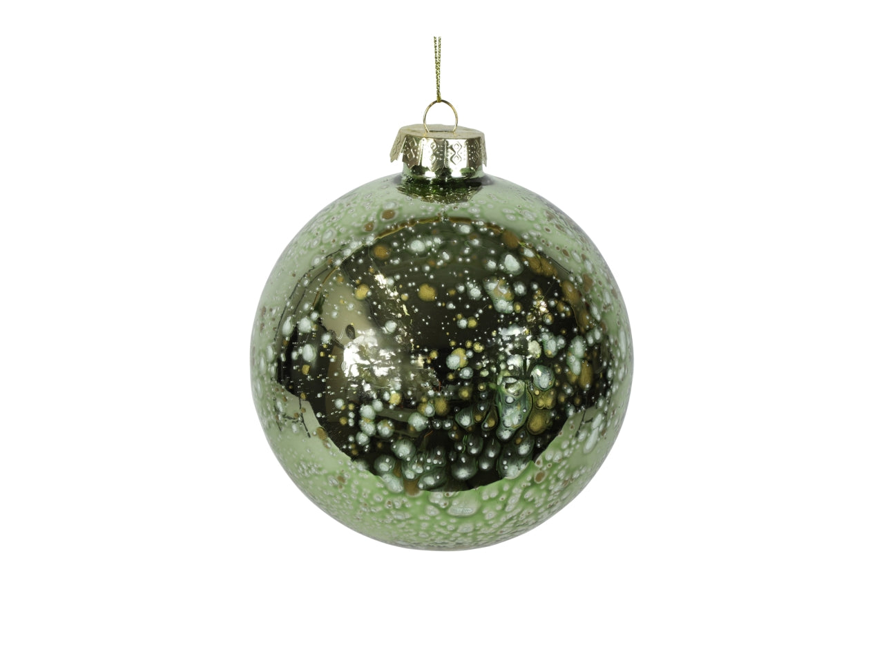 Palla di natale in vetro lucido verde effetto invecchiato Ã15 cm - Countryfield