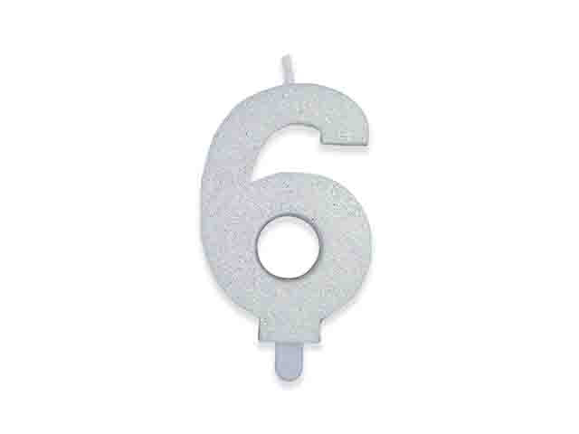 Candelina numerale glitter n6 73876