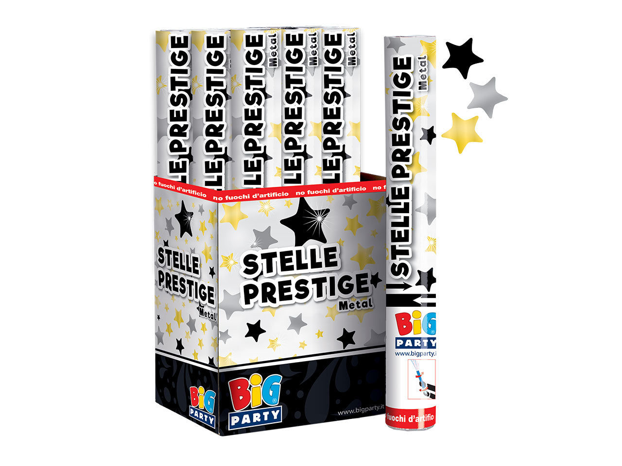 Cannone spara coriandoli stelle prestige 30cm