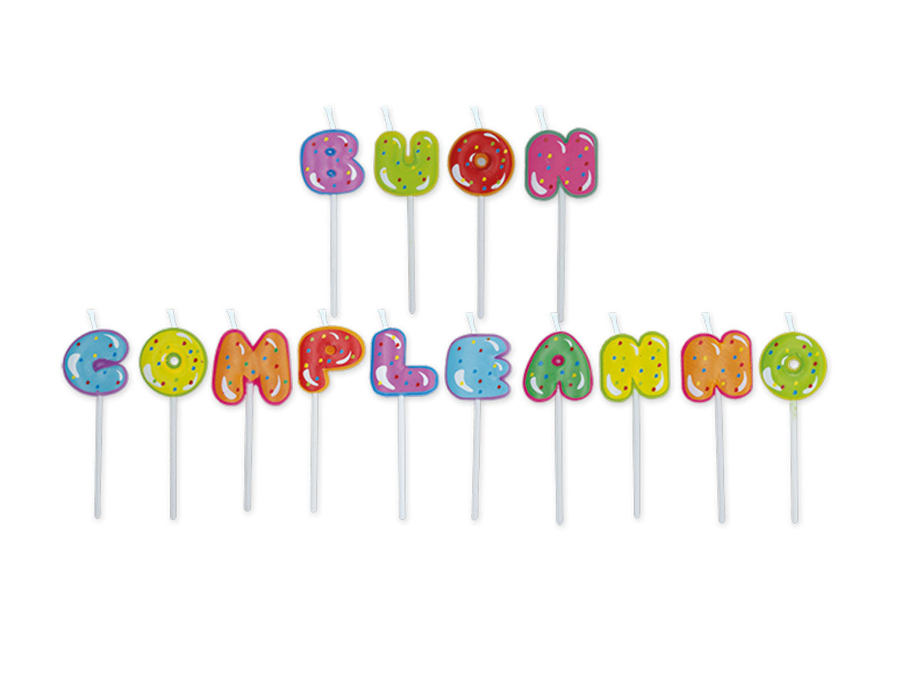 Candeline picks maxi 8cm buon compleanno cupcake