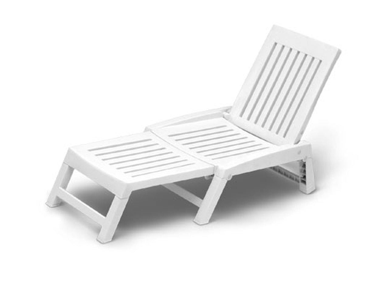 Lettino Orfeo bianco in plastica per uso interno/esterno, Made in Italy, 153x61x85 cm - Plasticaltosele