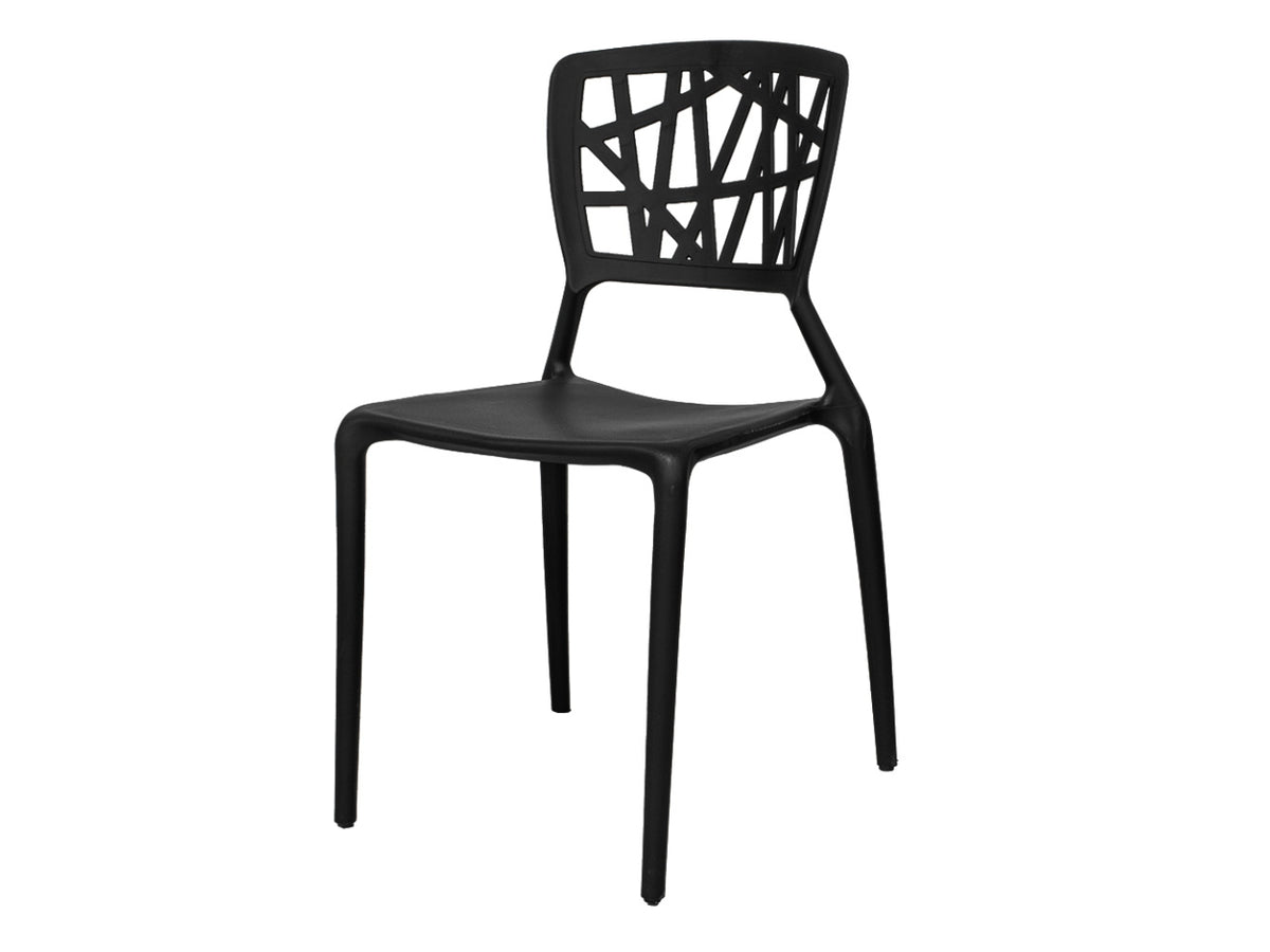 Sedia in plastica nera fissa interno/esterno impilabile moderna 44x47x84 cm Edze - 3M plast $