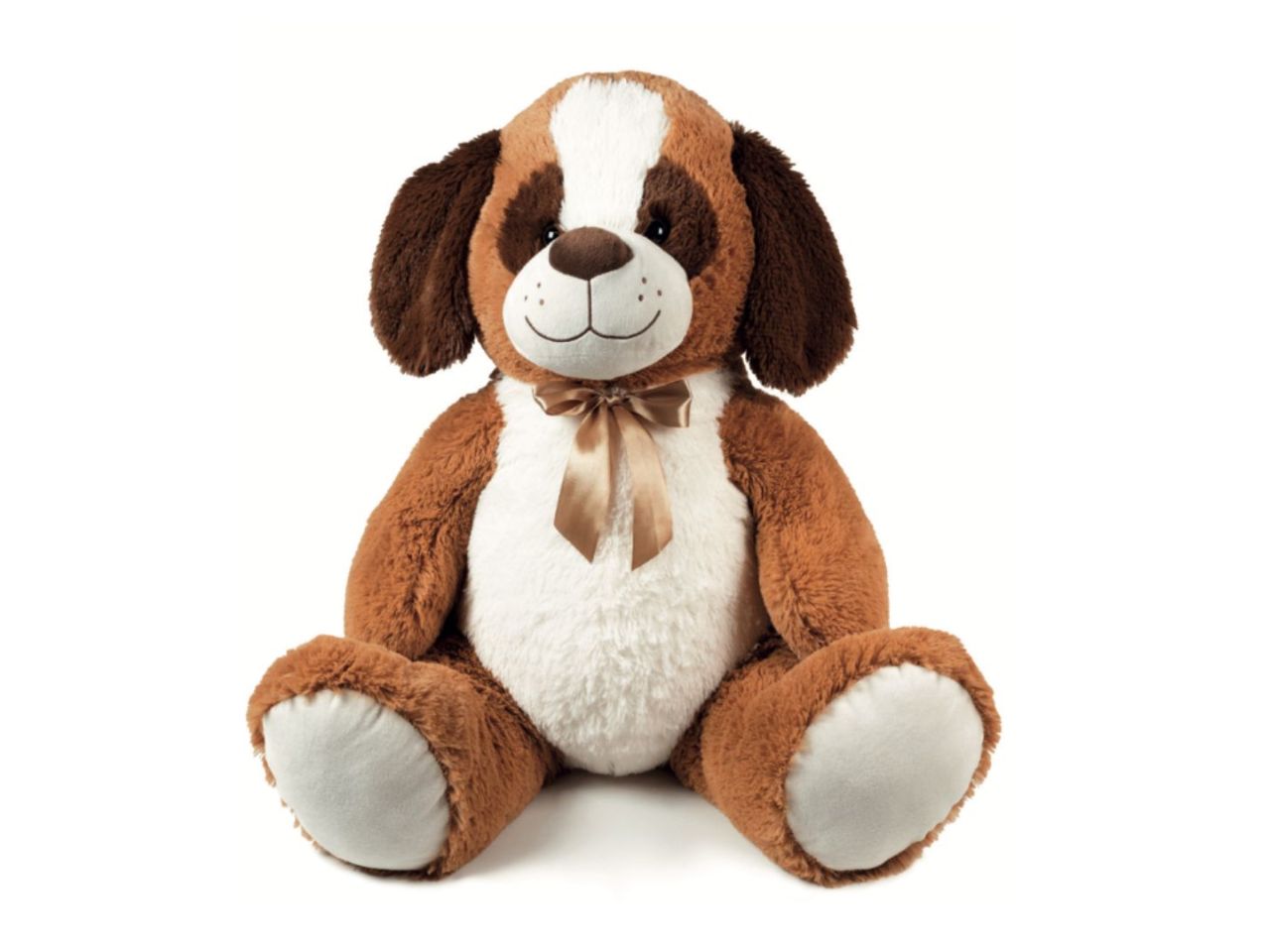 Peluche cane seduto h.55cm bicolore con imbottitura eco