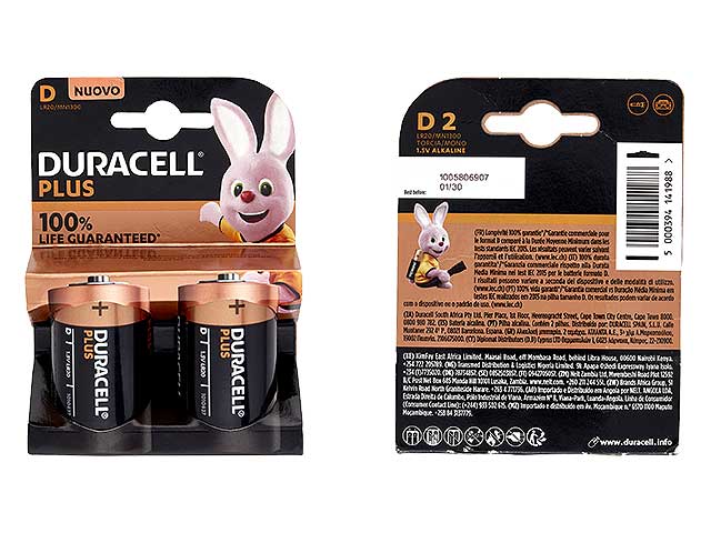 Duracell pls pila torcia mn1300 alcalina 2 pezzi 50121