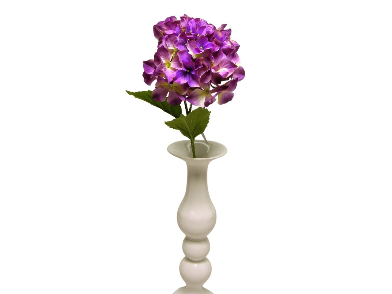 Ortensia singola spruzzata con 3 foglie misura 73cm colore lavanda