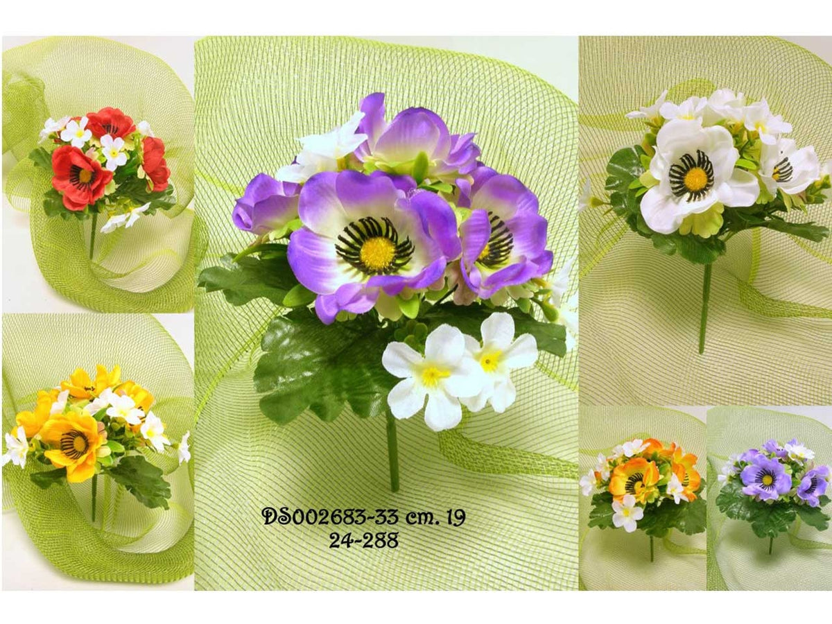 Cespuglio pick anemone/primula con 5 rami 19 cm di colore assortiti