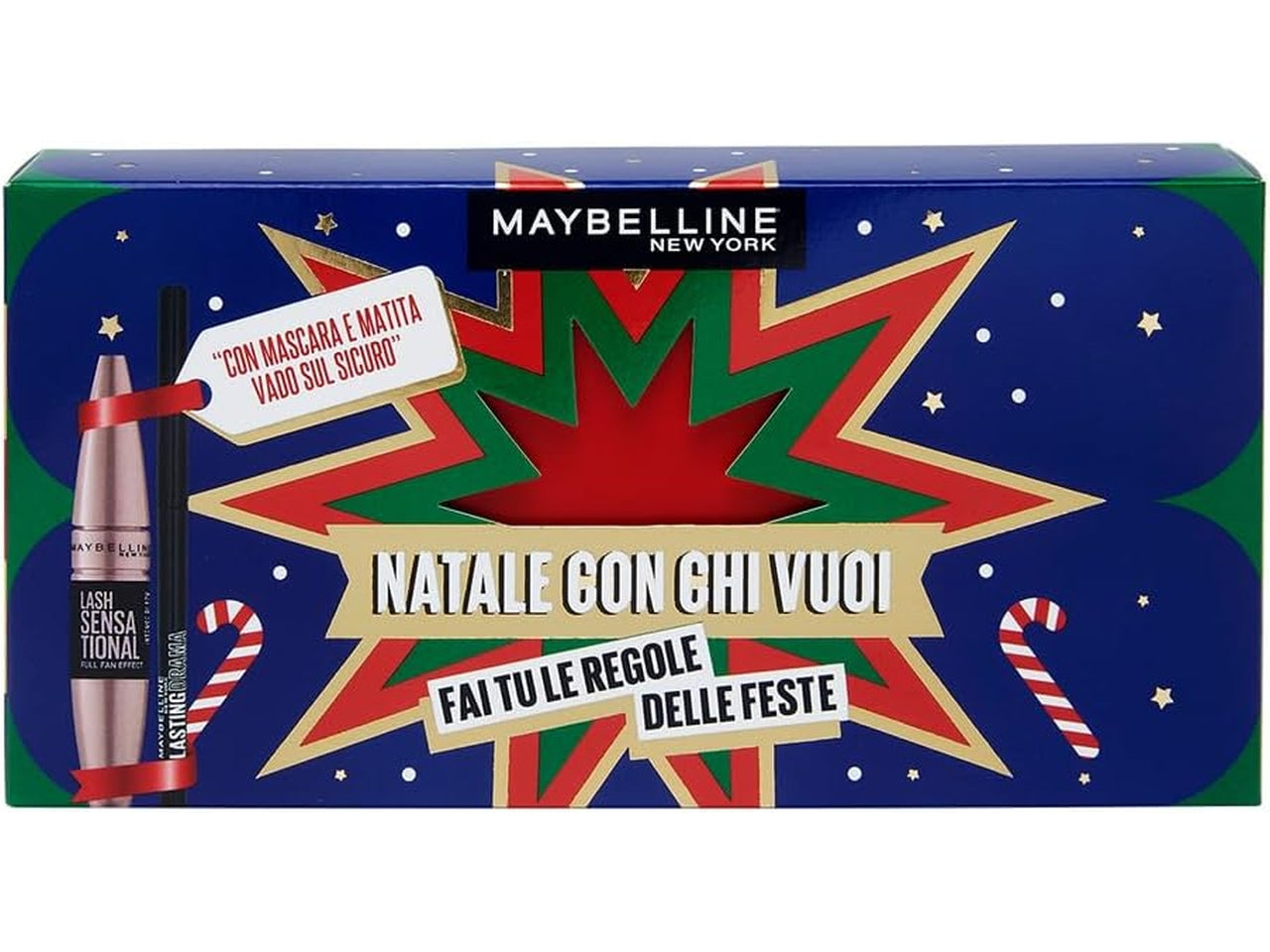 Maybelline coffret mascara ciglia sensazionali + matita lasting black, Sesso: f | Maybelline $