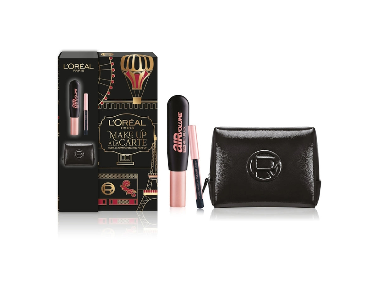 L'oreal pochette mascara air volume 30h + matita le khol naturel, Colore: nero | L'Oreal