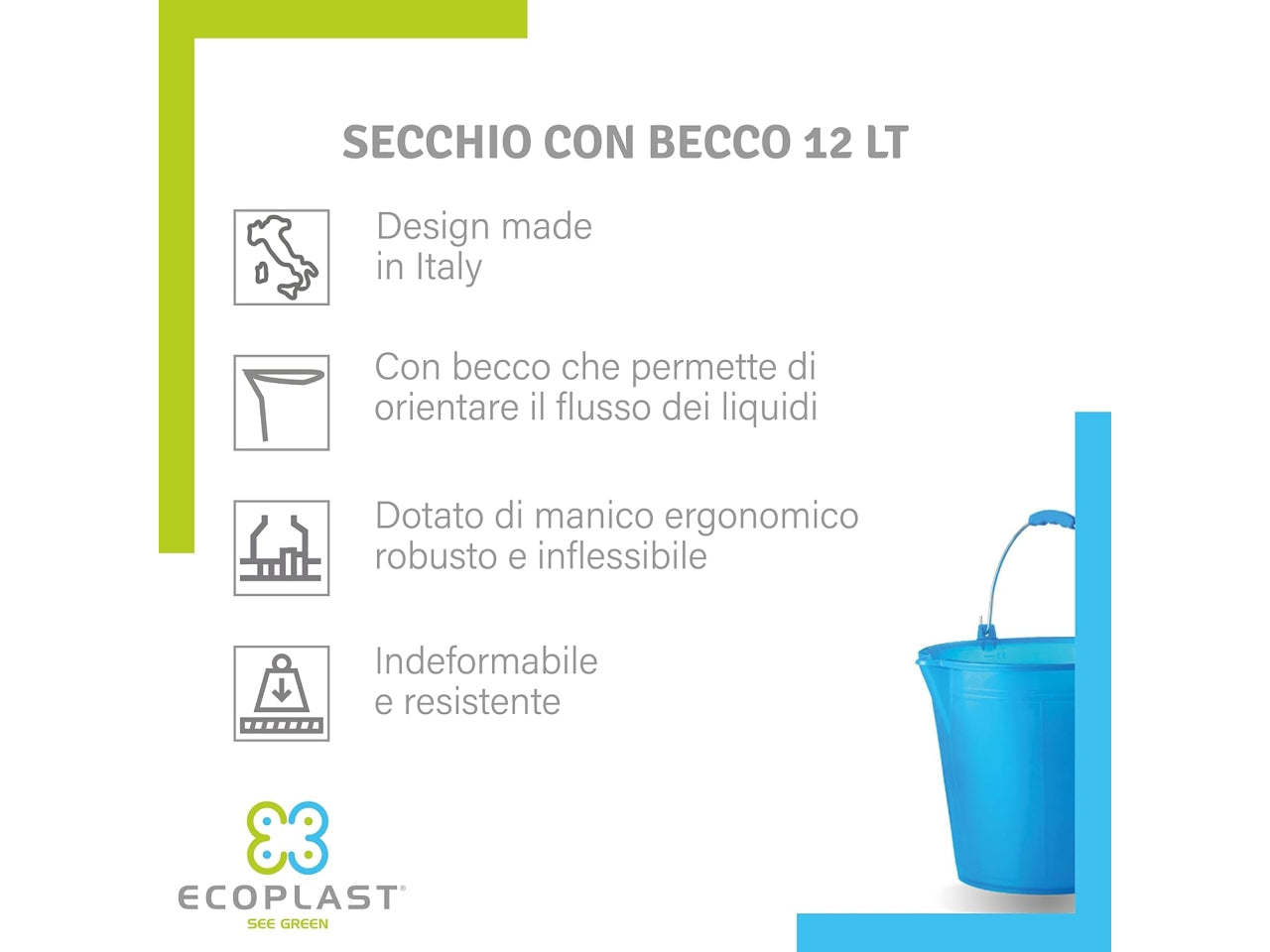 Secchio con becco azzurro 15lt s 15