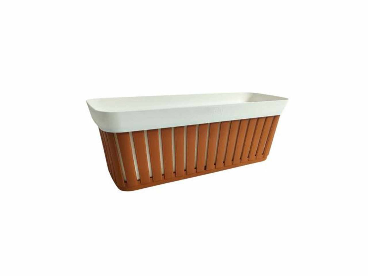 Balconetta e copri balconetta linea kreta lunghezza balconetta interna 40cm realizzata in plastica riciclata colori terracotta e bianco
