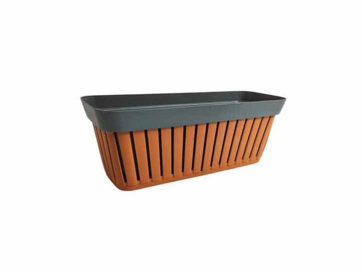 Balconetta e copri balconetta linea kreta lunghezza balconetta interna 40cm realizzata in plastica riciclata colori terracotta e antracite