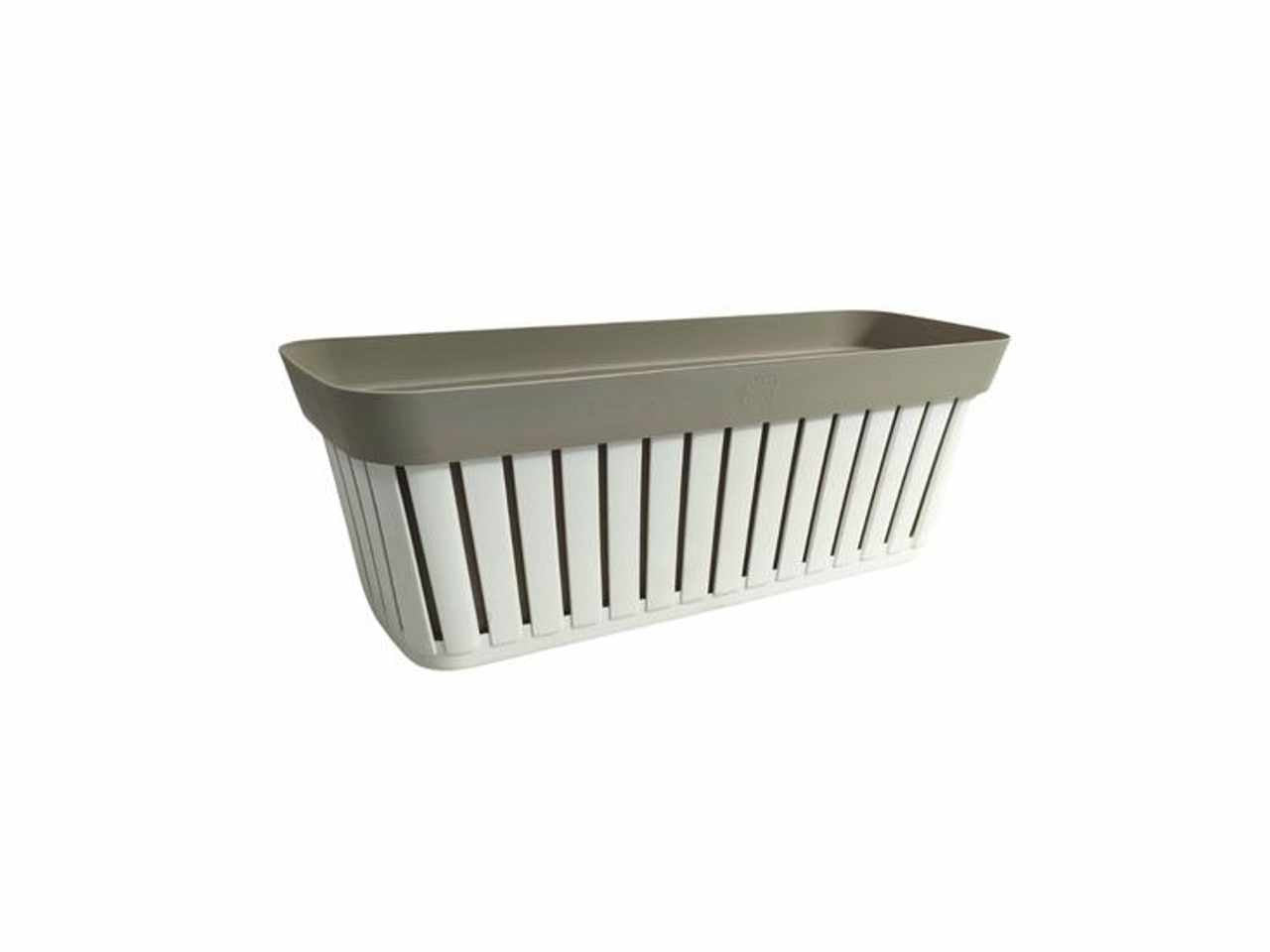 Balconetta e copri balconetta linea kreta lunghezza balconetta interna 50cm realizzata in plastica riciclata colori bianco e tortora chiaro