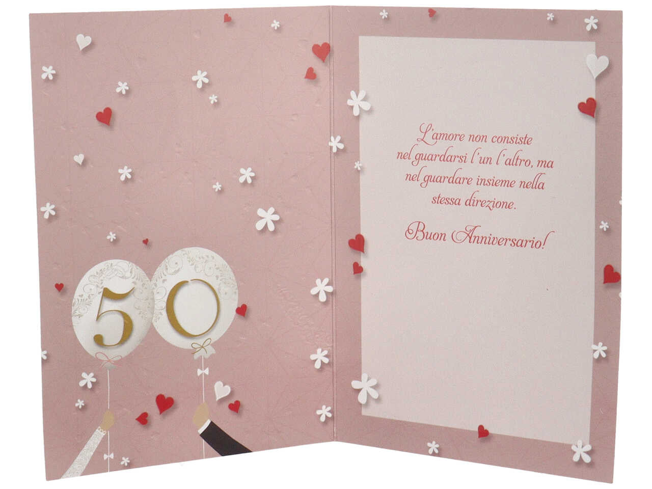 Biglietto auguri felice 50° anniversario con busta bianca