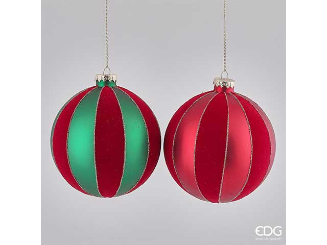 Palline natalizie rosso verde in vetro diametro 12cm