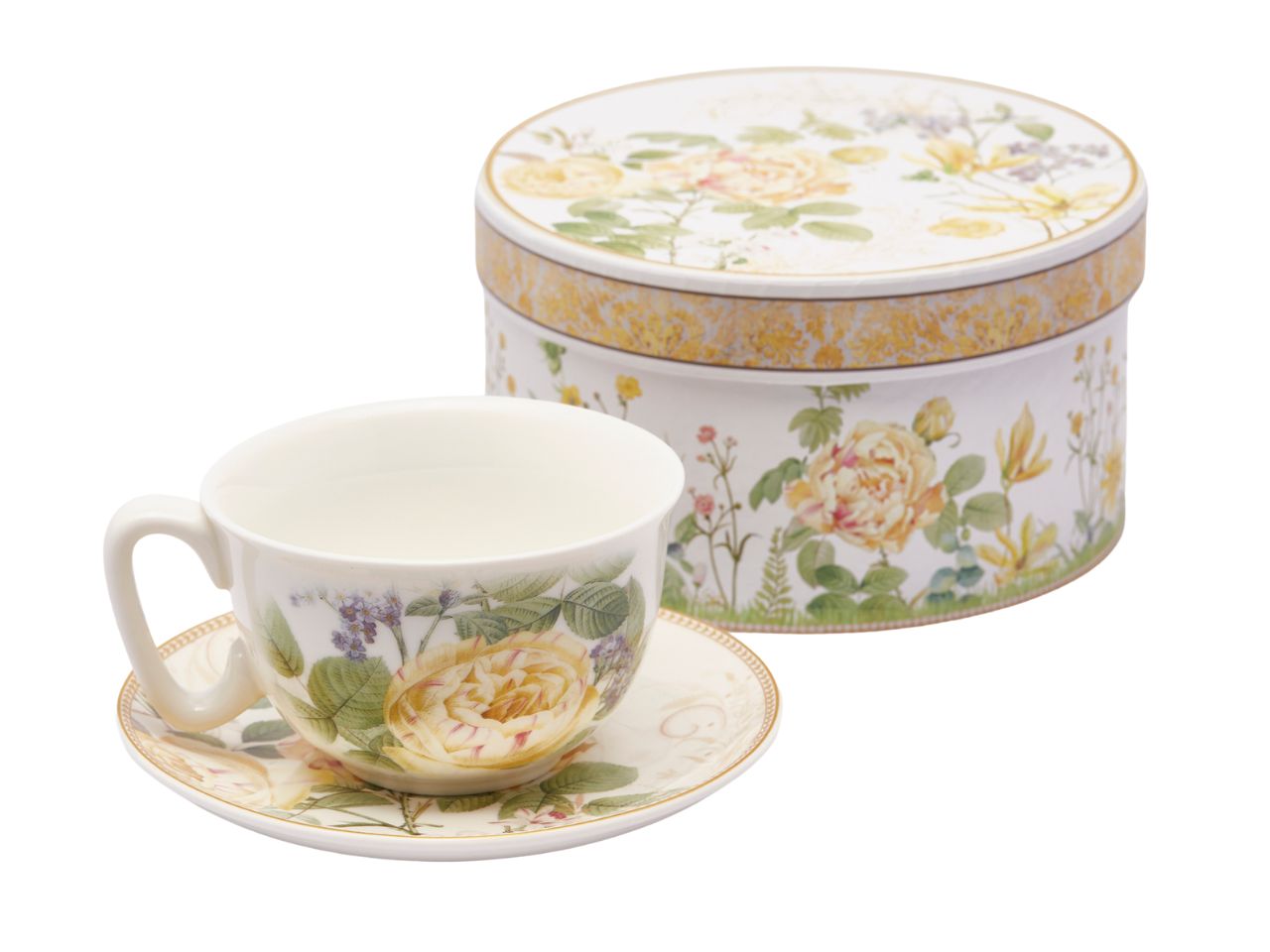 Tazza da the in porcellana con piattini h.7xd.15cm