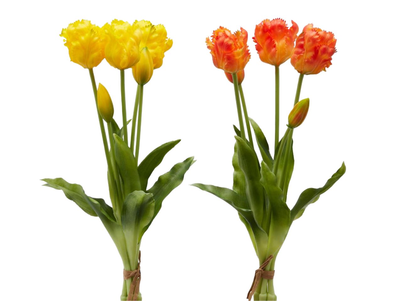 Mazzo di tulipani olis 5 pezzi 2 colori assortiti h40cm colori giallo e arancione
