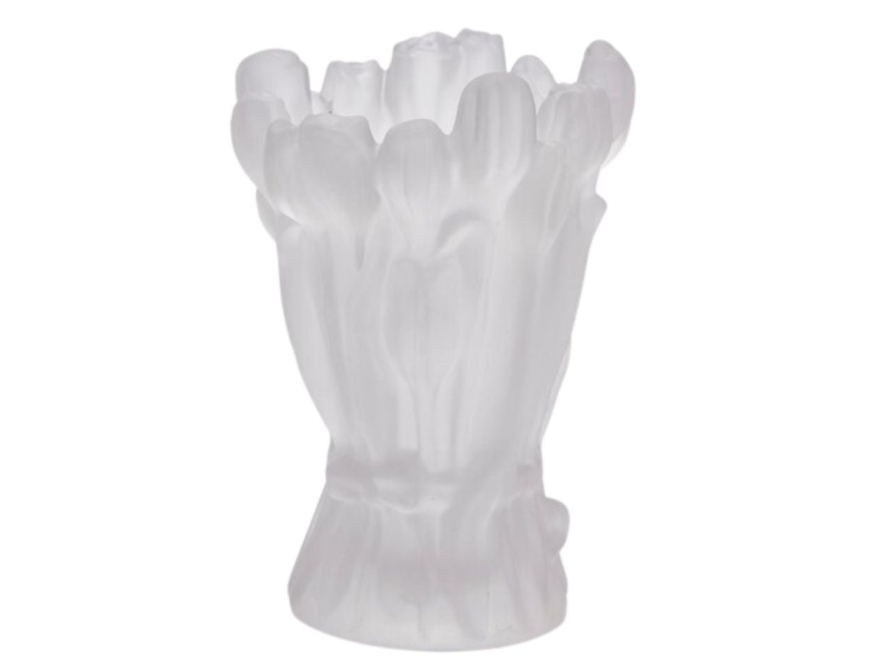 Vaso decorativo satinato in vetro trasparente forma bouquet di tulipani 22x30 cm - EDG