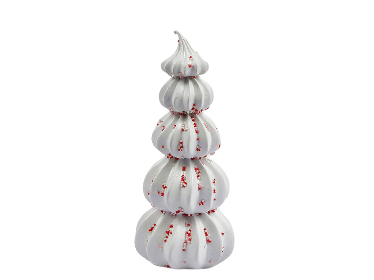 Albero natalizio di meringhe decorativo in plastica opaco bianco 10x23cm - EDG