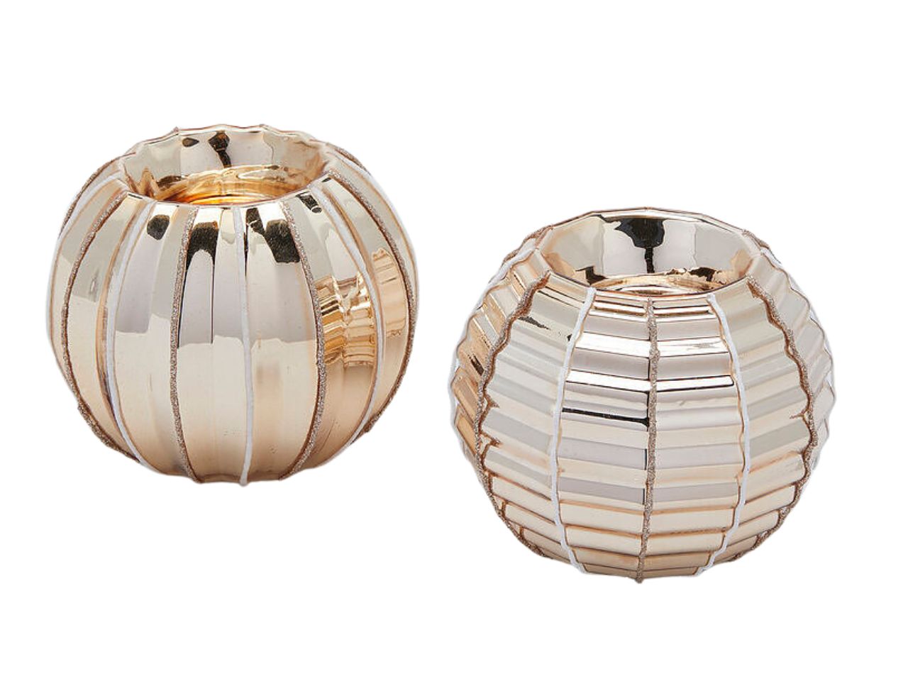Portacandela sfera in 2 assortimenti h.8xd.10cm oro