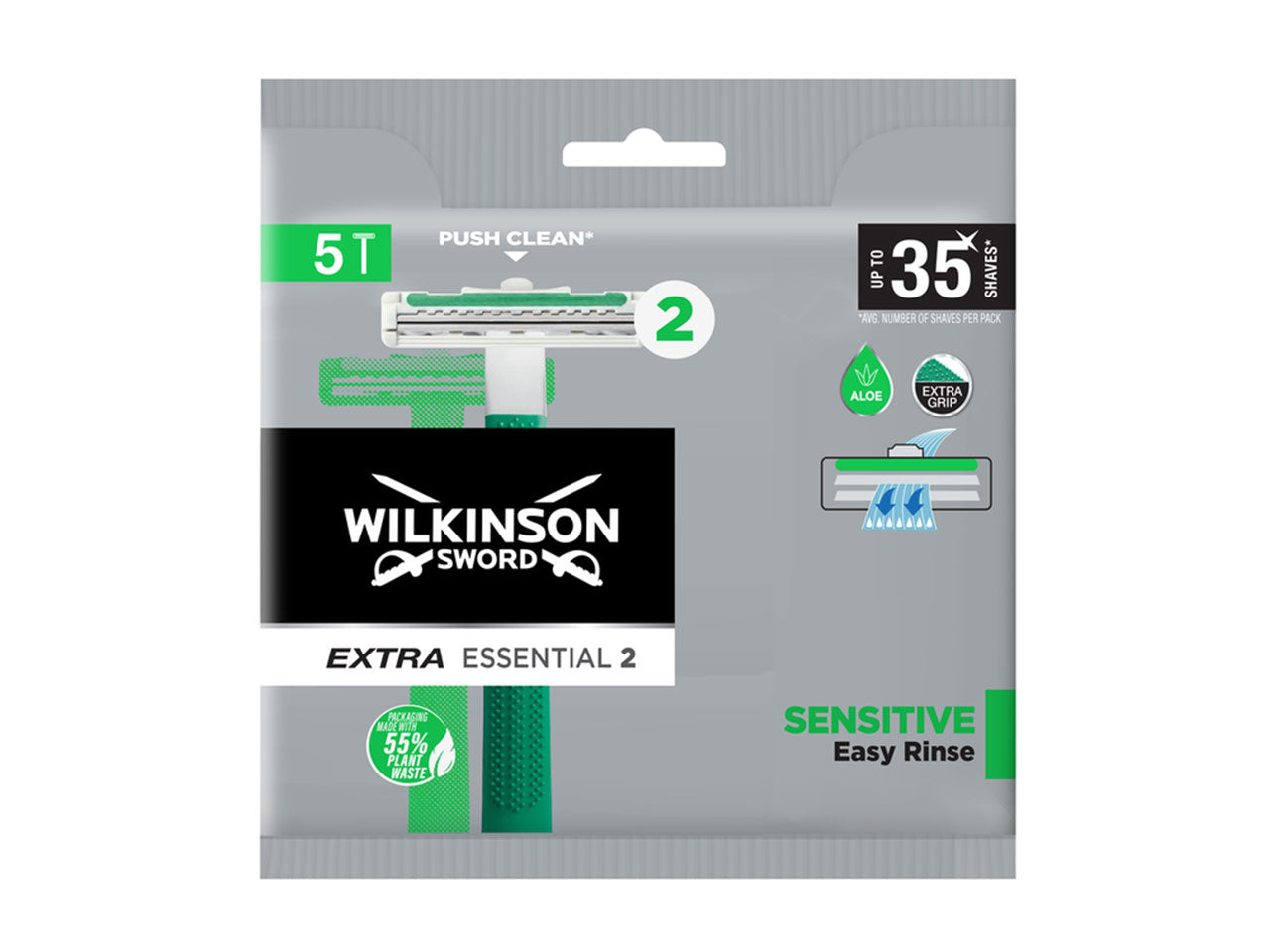 Wilkinson rasoio extra essential 2 sensitive 5 pezzi$