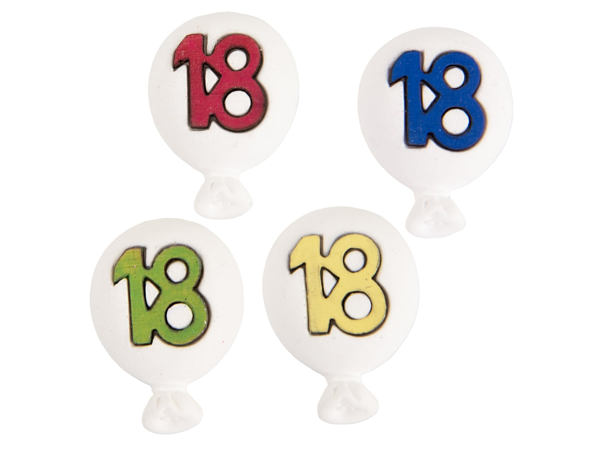 Gesso balloon 18esimo 4cm 4 assortimenti