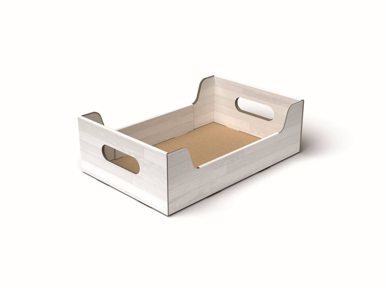 Cassetta di cartone 30x20x9cm per confezioni regalo stampata effetto legno bianca