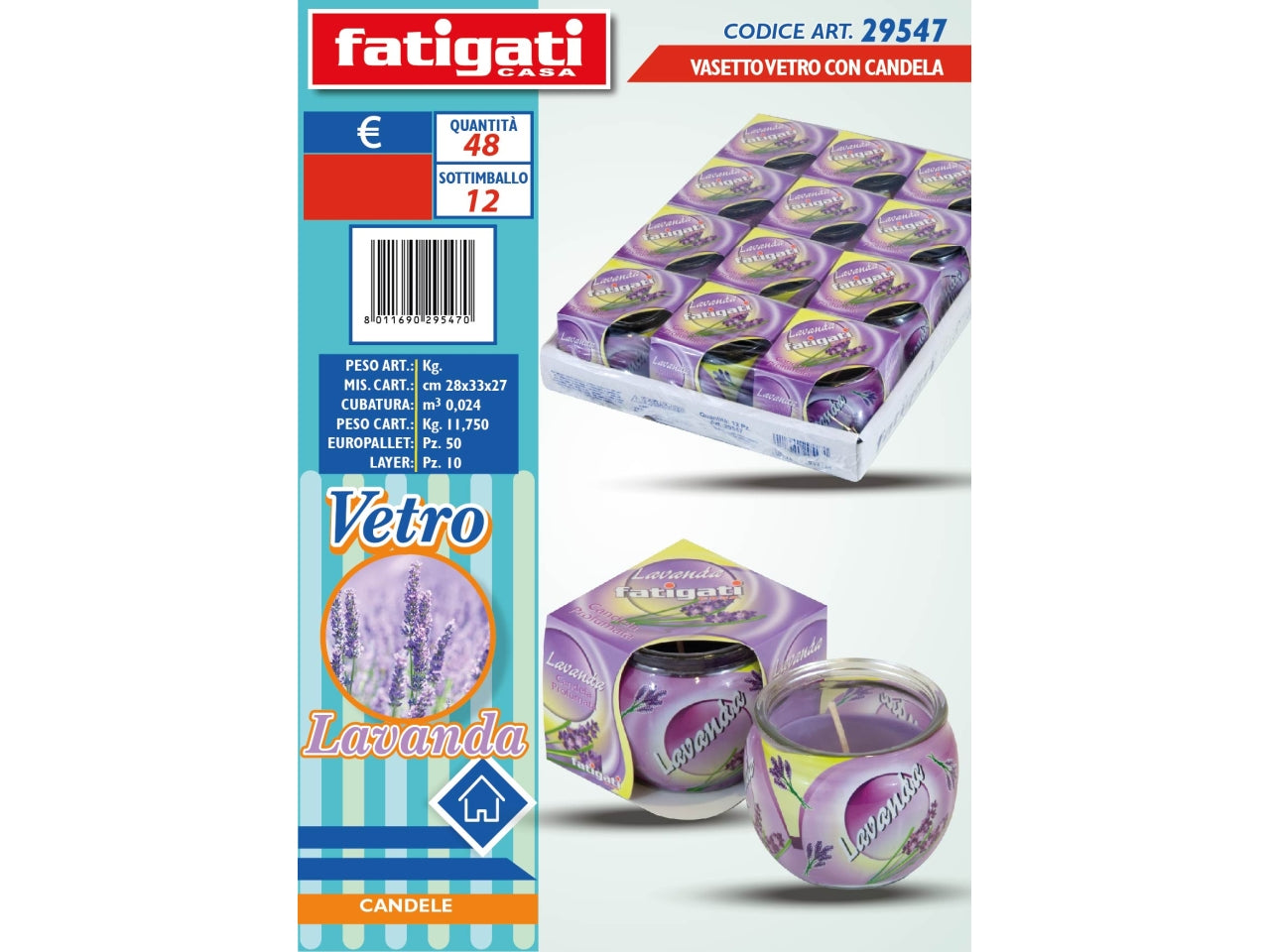Candela profumata in vasetto di vetro al profumo di lavanda - Fatigati