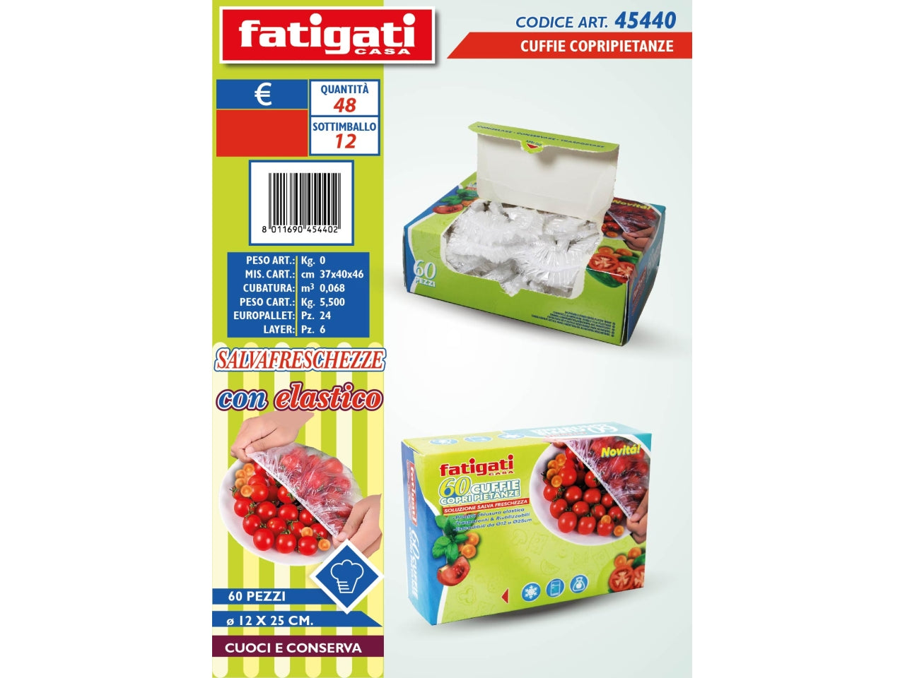 Coprivivande a cuffia in plastica morbida, confezione da 60 pezzi - Fatigati