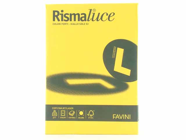 Risma fogli A4 Favini in colore giallo 210x297mm 200gr