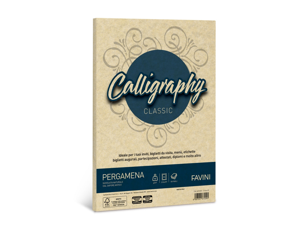 Foglio pergamena Favini in carta crema 90gr A4
