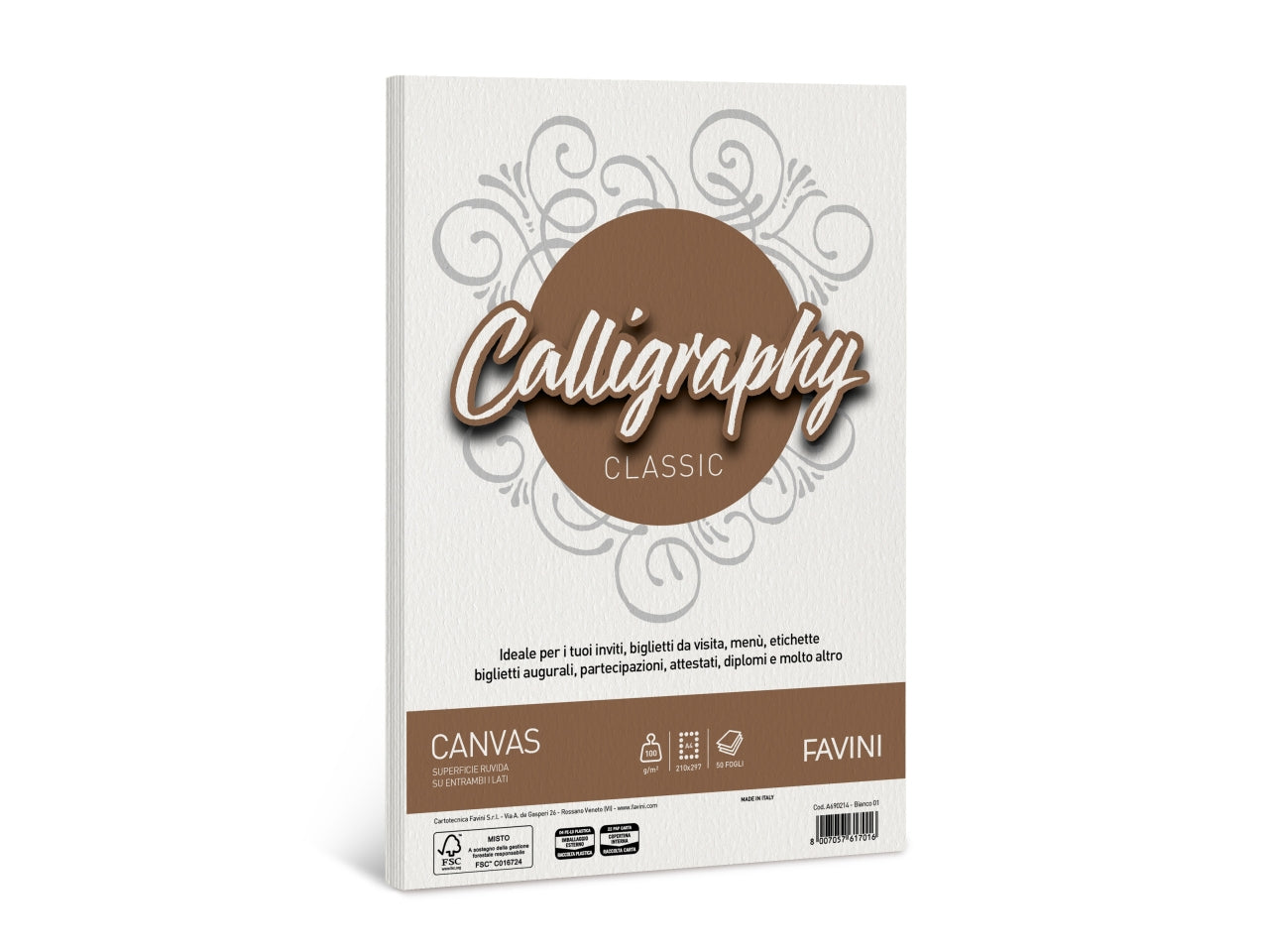 Fogli di carta canvas colore bianco formato A4 100gr - la confezione comprende 50 fogli