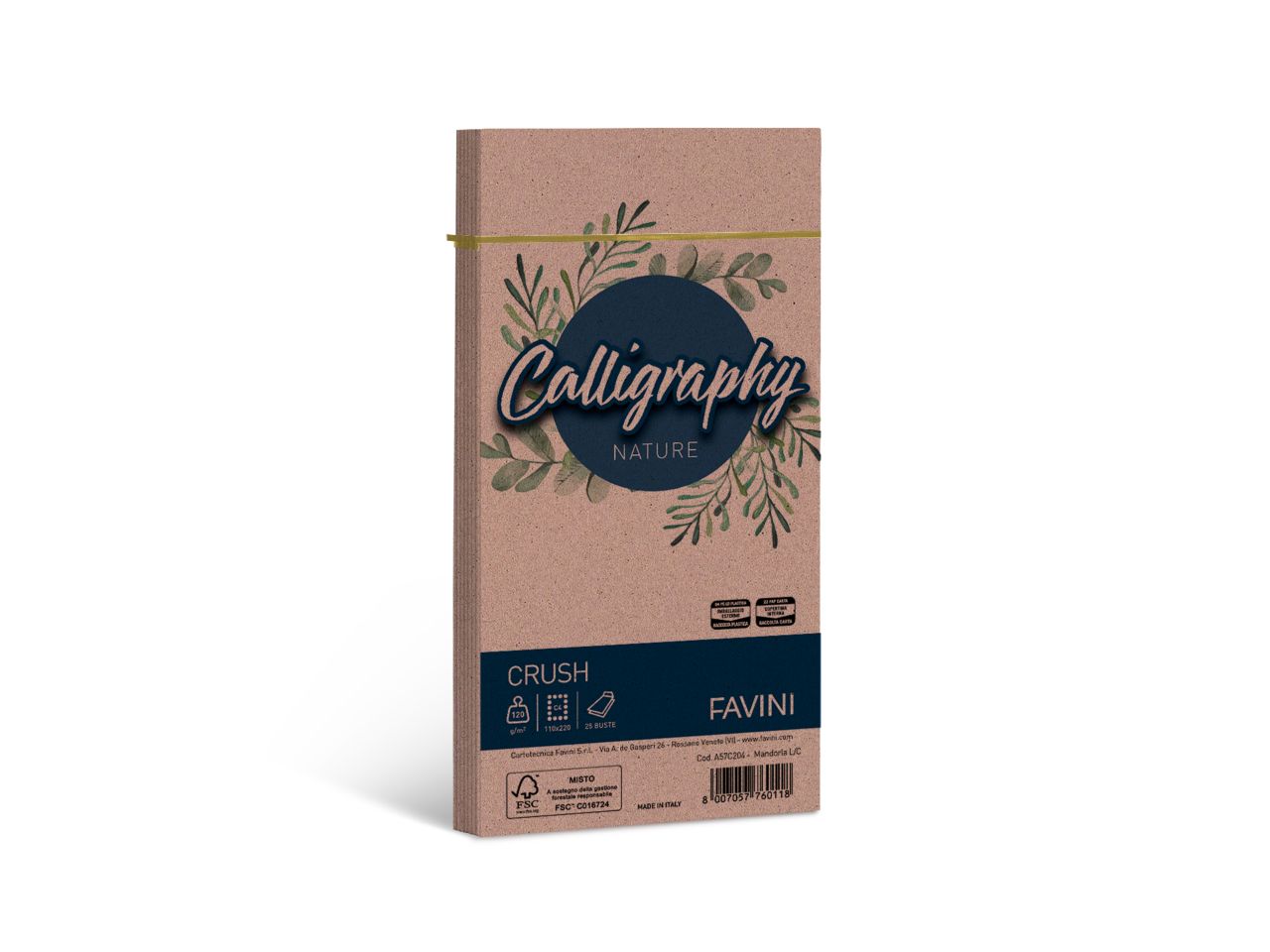 Buste calligraphy mandorla misura 110x220mm - la confezione comprende 25 buste