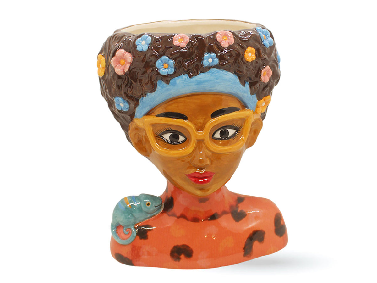 Statua ceramica portapianta colorata