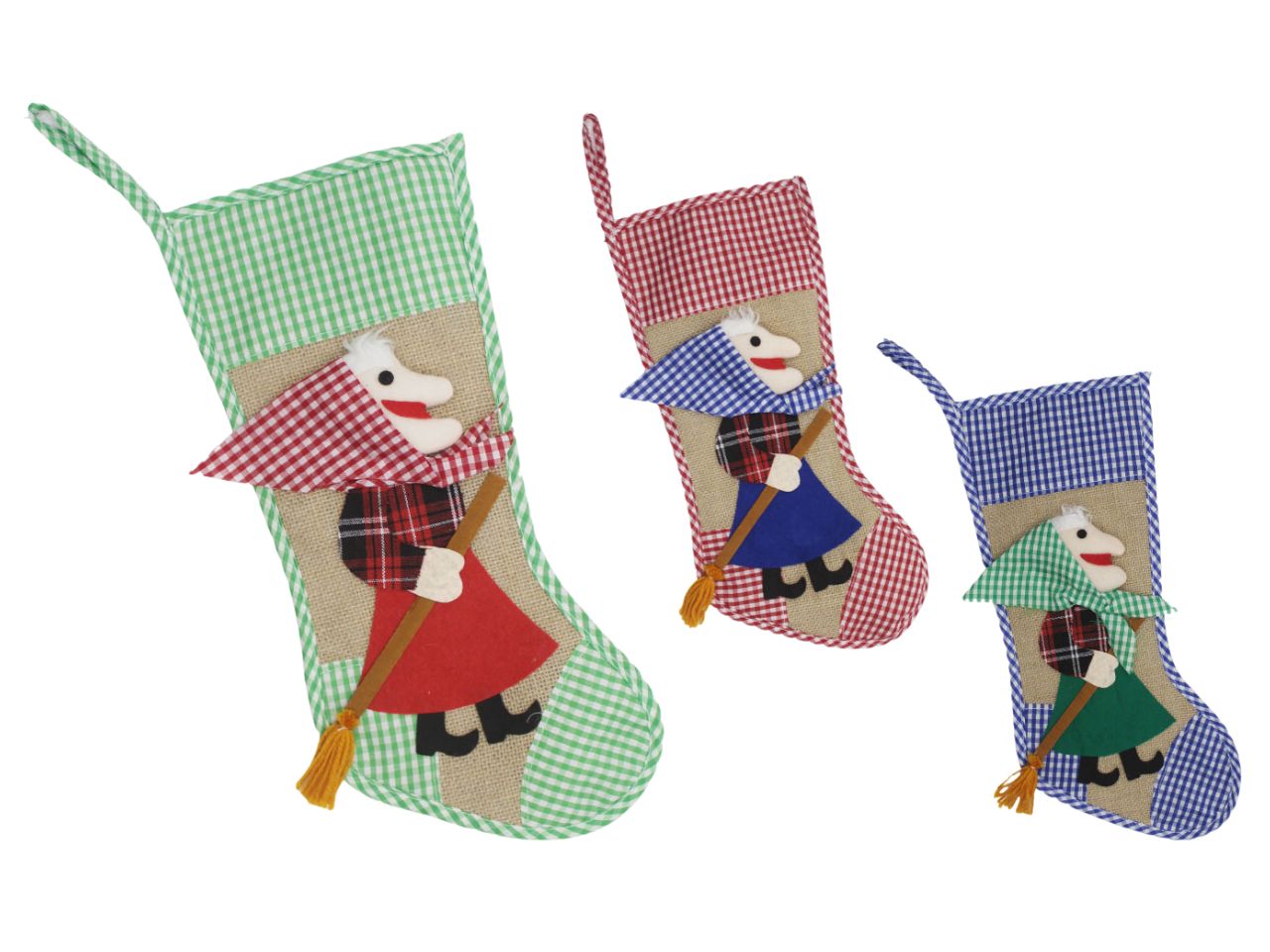 Calza in tessuto con befana 40cm assortita