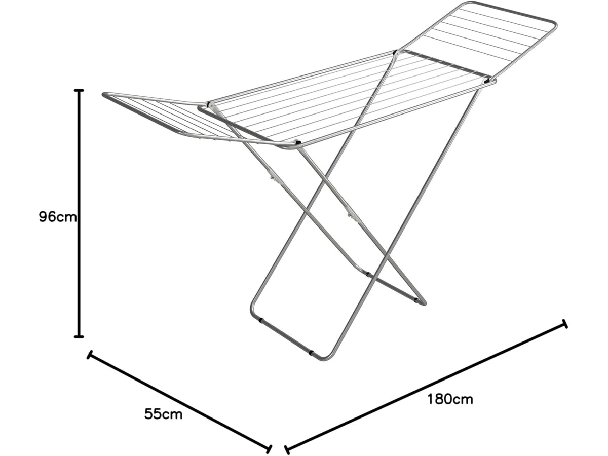Stendibiancheria Jolly Da Pavimento, Stendino Con Piedi Antiscivolo, Spazio Stenditura 18 mt, Metallo, Per Interni, Acciaio 180 x 55 x 93 cm, 2.55 Kg - Gimi $