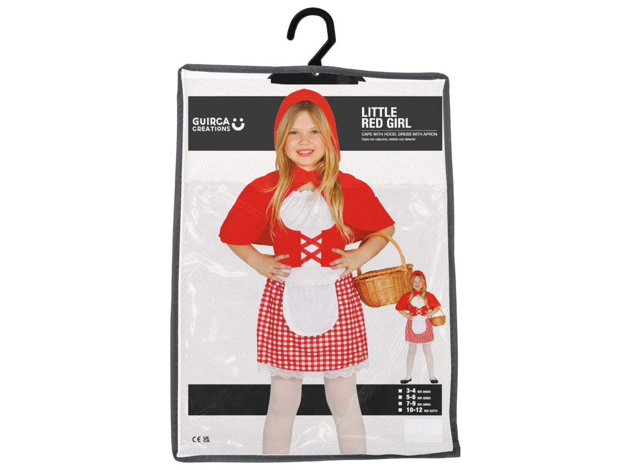 Costume ragazzina con cappuccio rosso 5-6 anni