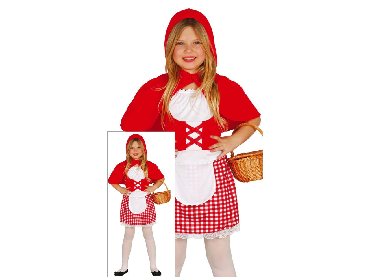 Costume ragazzina con cappuccio rosso 3-4 anni