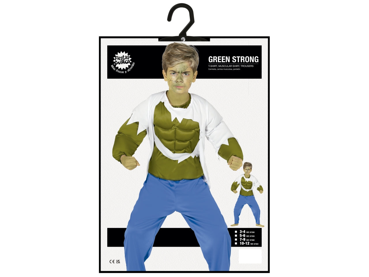 Costume forzuto verde 3-4 anni