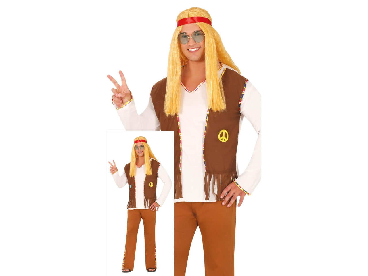 Costume adulto fiore hippie uomo taglia L 52-54