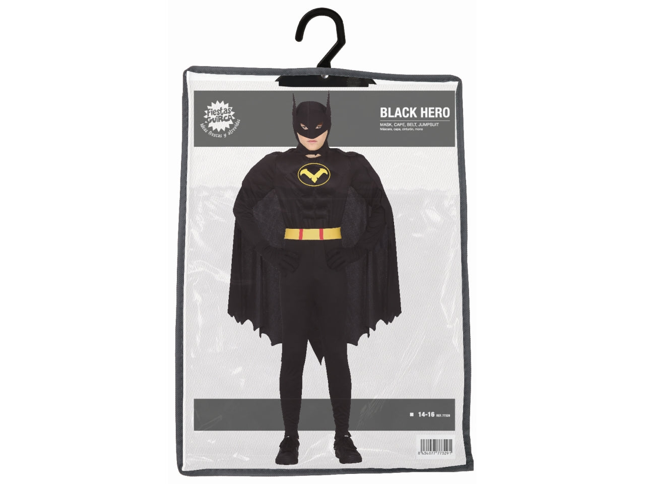 Costume eroe nero ragazzo 14-16 anni