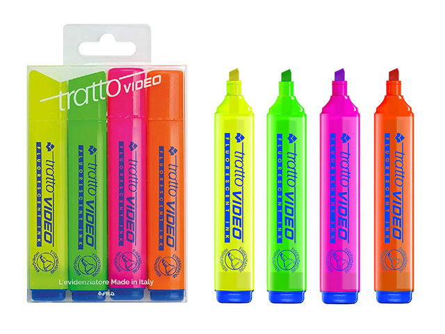 Evidenziatore colori assortiti dimensione tratto 1-5mm 4 pezzi