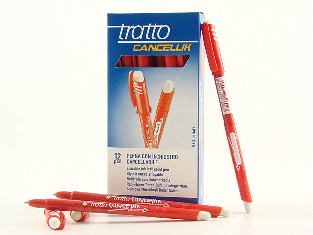 Penna a sfera Fila Tratto Cancellik, con inchiostro cancellabile, con cappuccio rosso 0,7 mm