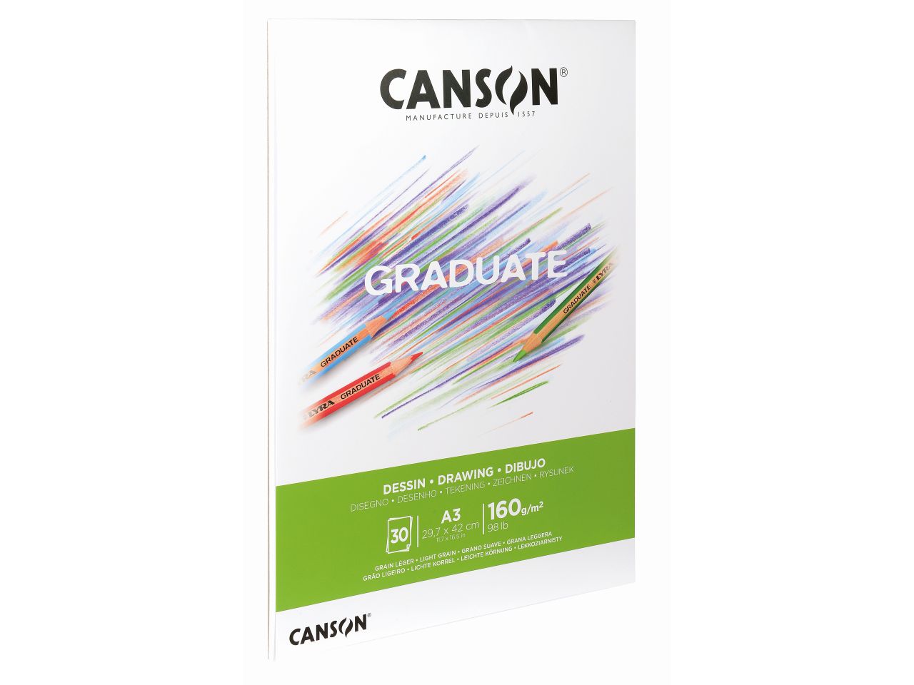 Blocco da disegno graduate dessin blanc misura a3 29,7x42cm 160g/m2 con 30 fogli