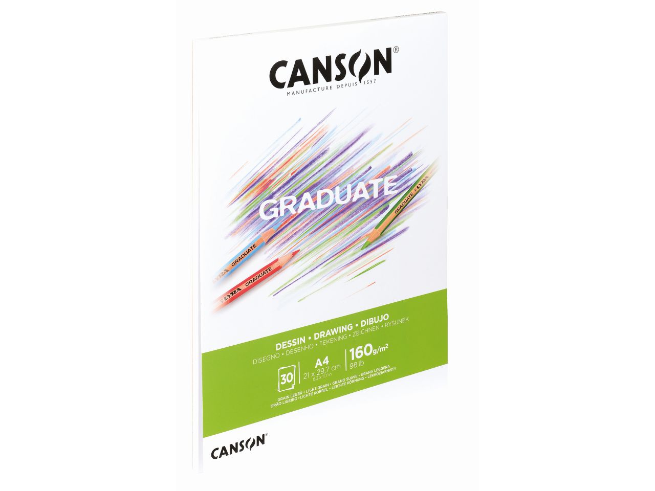 Blocco da disegno graduate dessin blanc a4 21x29,7cm 160g/m2 con 30 fogli