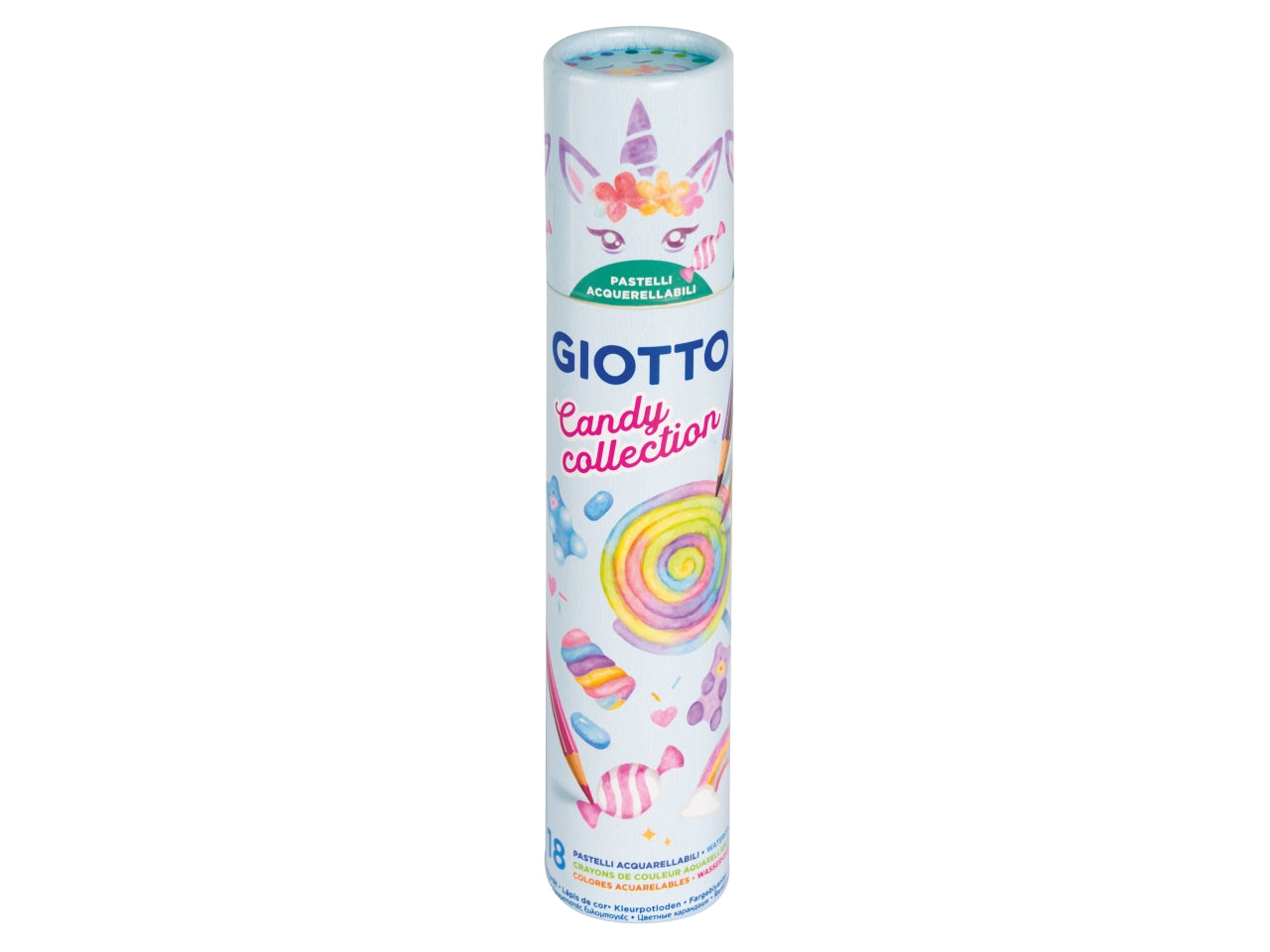 Giotto pastelli acquerellabili Candy Collection la confezione contiene 18 pastelli e 1 pennello